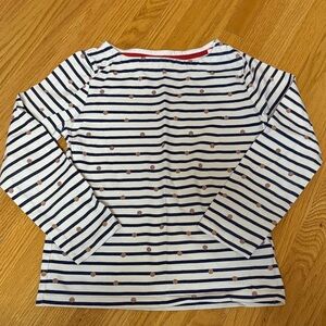Mini Boden Girls White and Blue Shirt